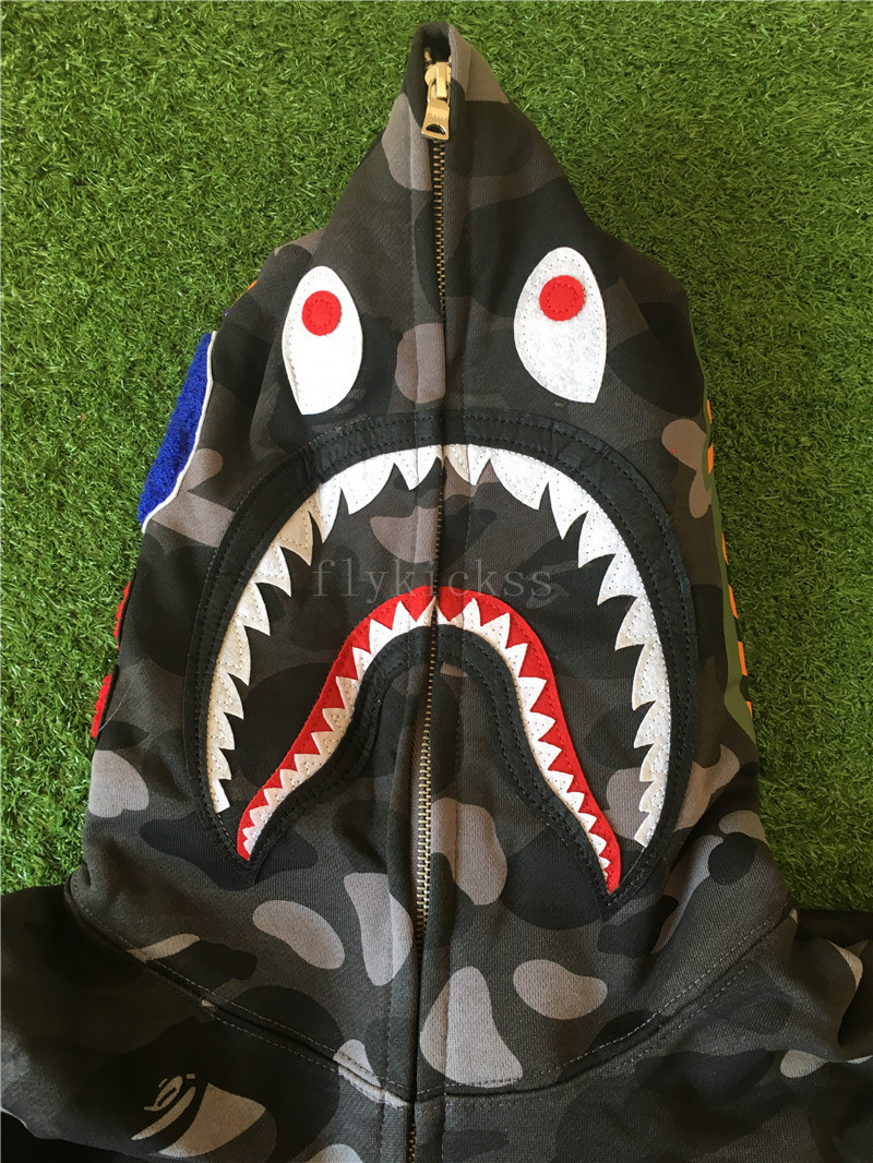 A Bathing Ape Clothing Bape Shark Black Camo Hoodie